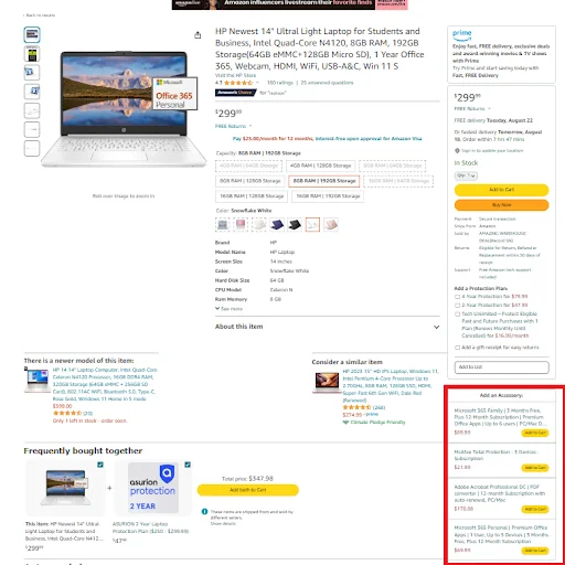 Amazon anything in the buy box.